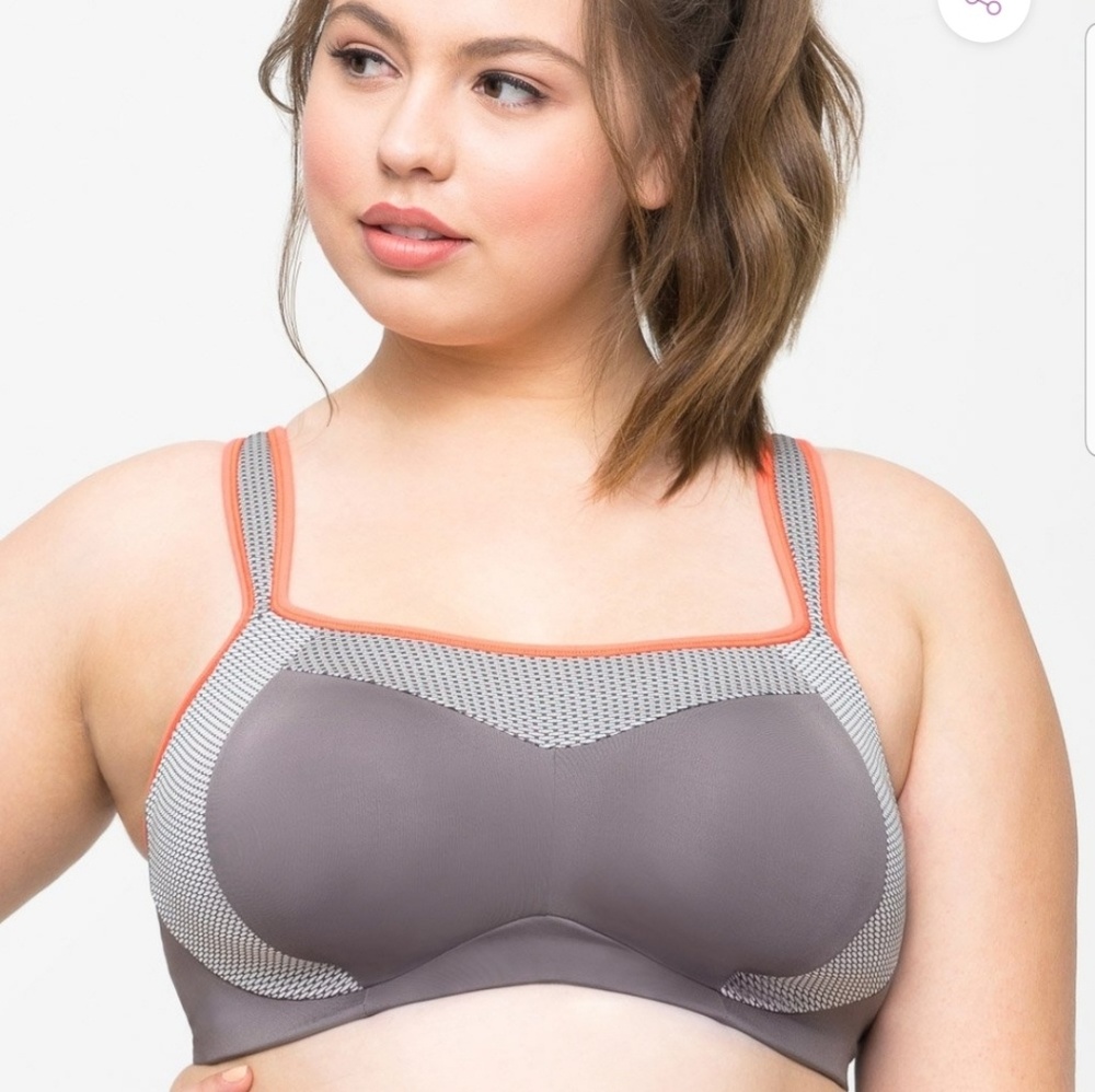 Curvy Couture Gray/Orange Sports Bra size 46DDD